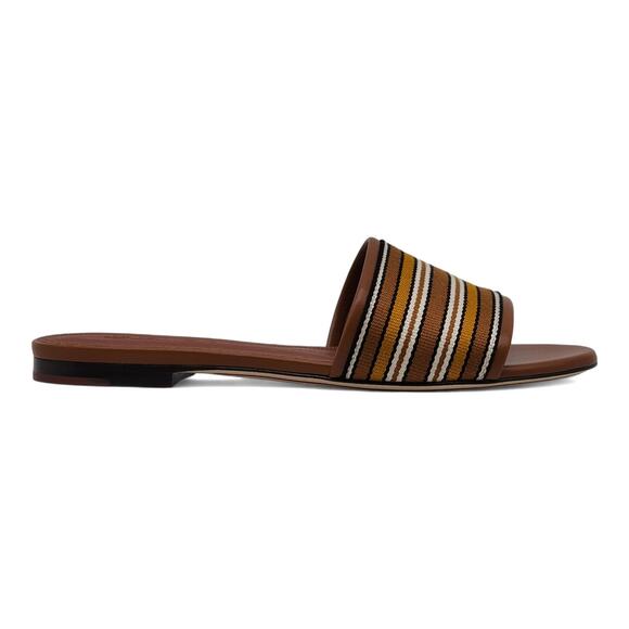 Loro Piana The Suitcase Stripe Flat Sandals in Brown - Picture 3 of 11
